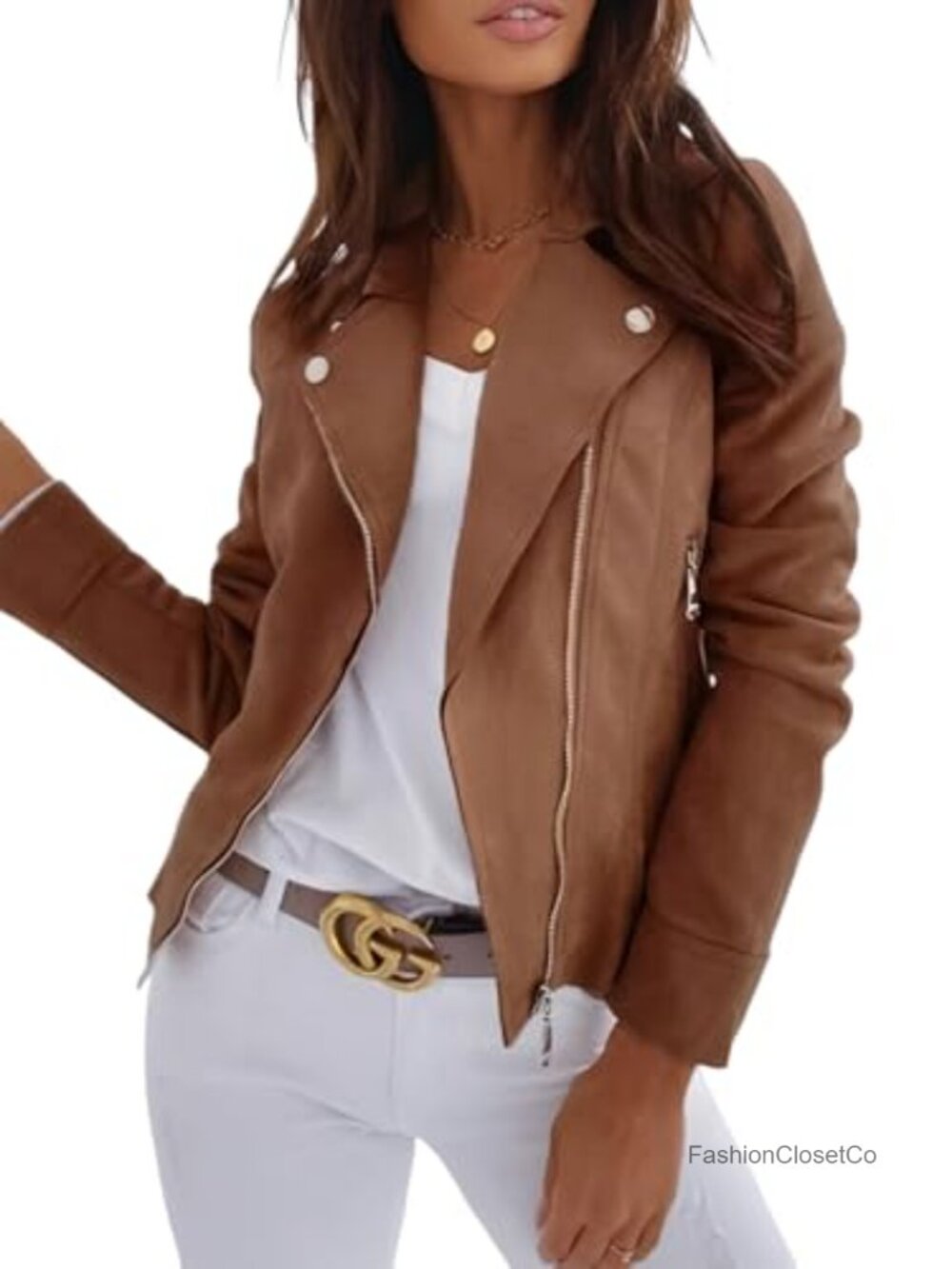 Faux Suede Faux Leather Cropped Jacket